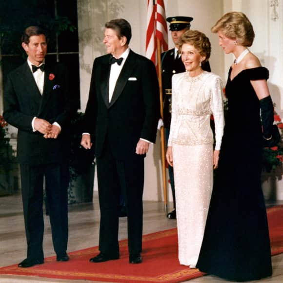 Prinz Charles, US-Präsident Ronald Reagan, die First Lady Nancy Reagan und Lady Diana